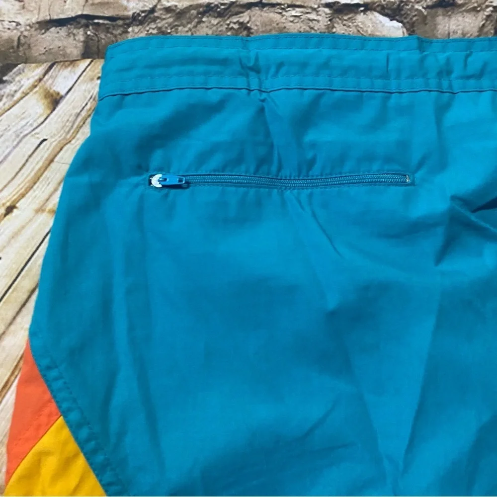 Vintage 70’s Jockey Orange Green Striped Brief Lined Swim Trunks Shorts